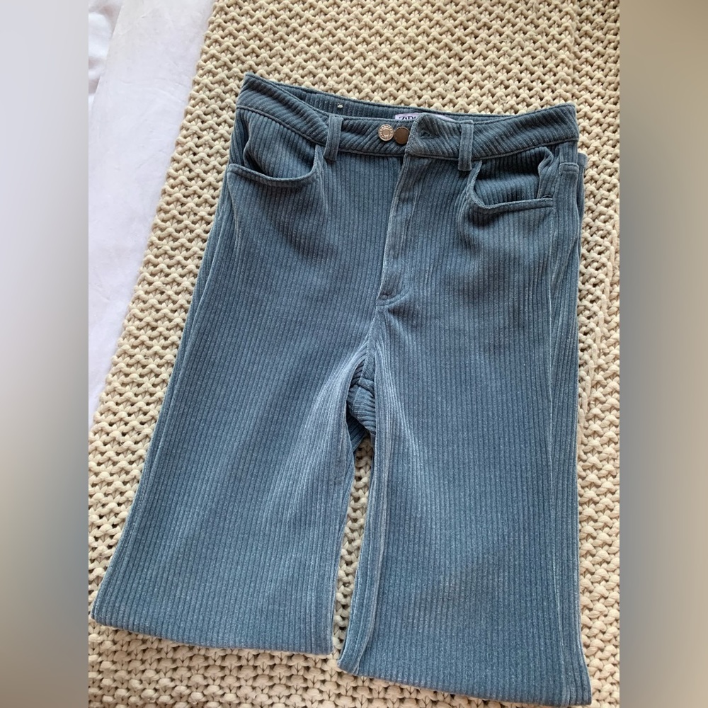 Zara corduroy pants blue